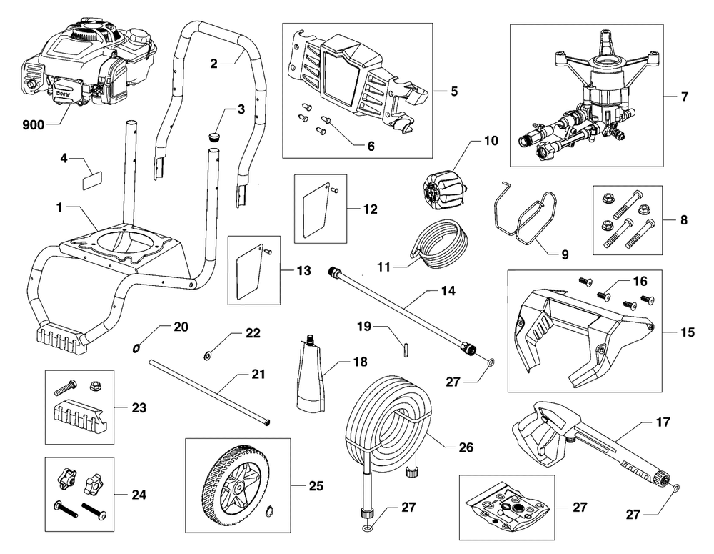 Main Unit (80084424) Diagram and Parts List for 020771-00  Briggs and Stratton Pressure Washer